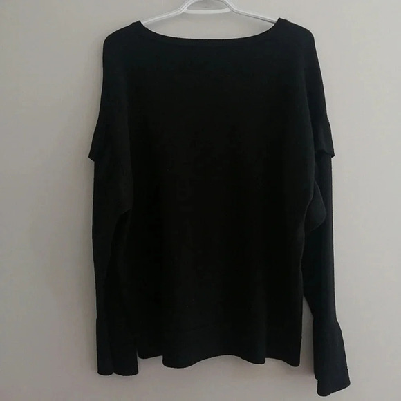 Bardot Wool Blend Boat Neck Black Sweater Ruffle Bell Sleeves 6 - Picture 3 of 13